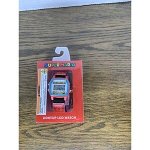 Super Mario Light Up LCD Digital Watch With Alarm &Nylon Strap New